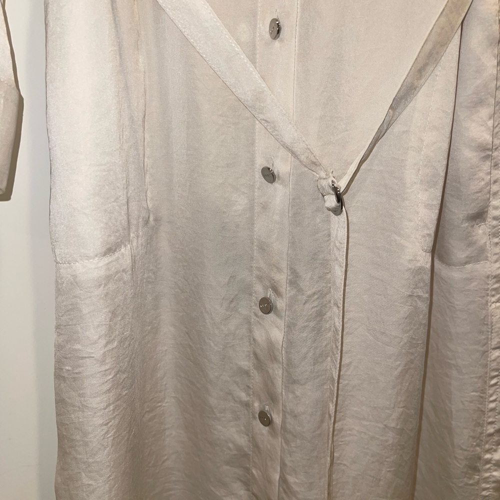 DKNY Long Elegant White Button-Up Dress NWT - Picture 4 of 7